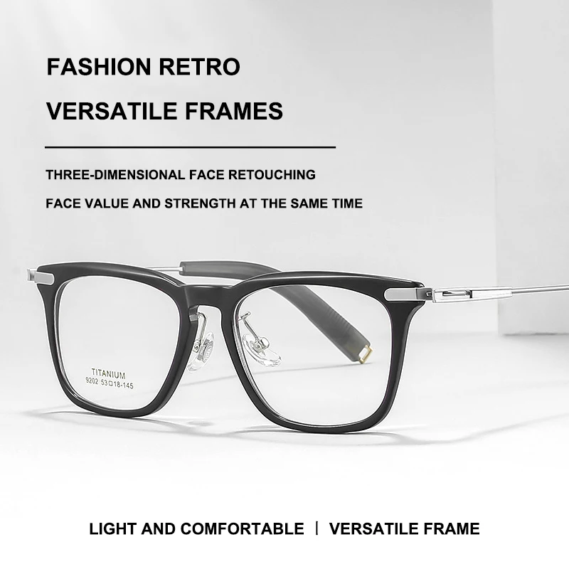 

Japanese Style Handmade Acetate Titanium Large Glasses Frame Women Men Ultralight Eyeglasses Square Retro Wide-Rimmed Eyewear