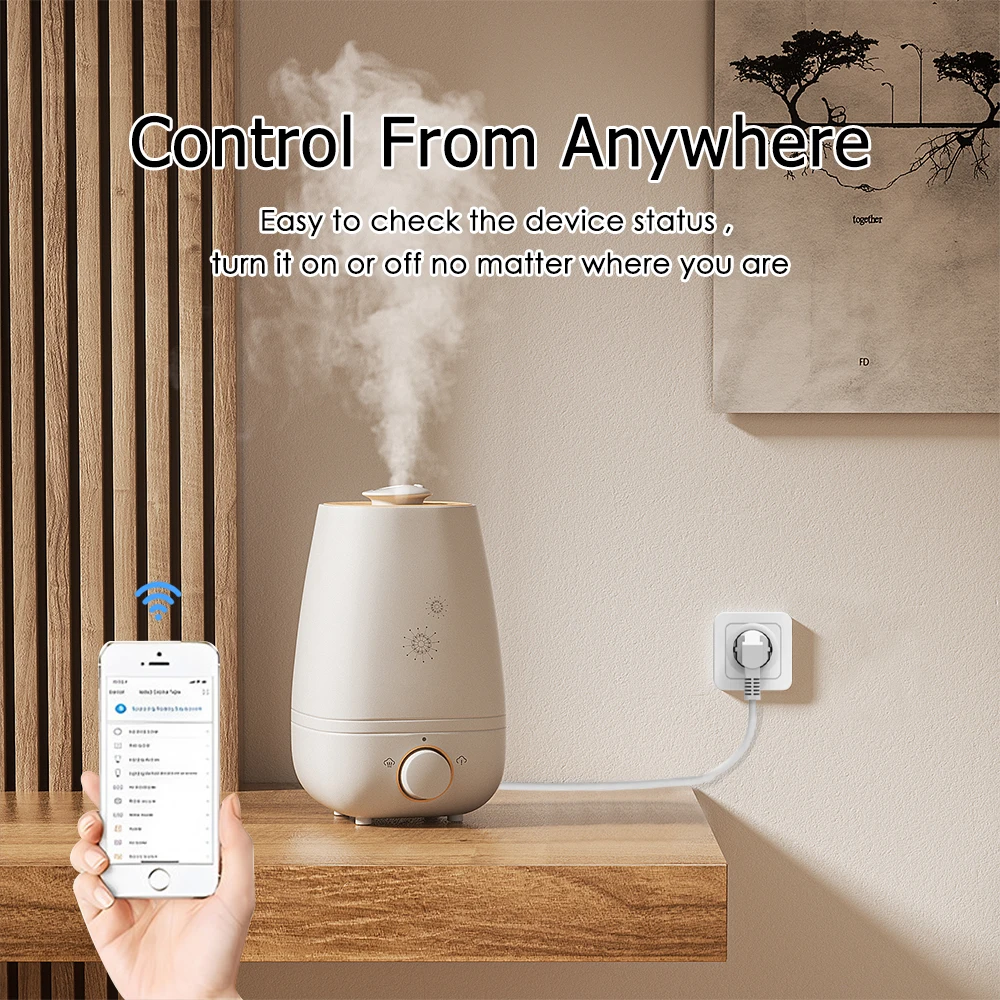 EWelink WiFi Smart Socket 20A EU Smart Plug With Power Monitor Timing Function Smart Home Control Work With Alexa Google Home