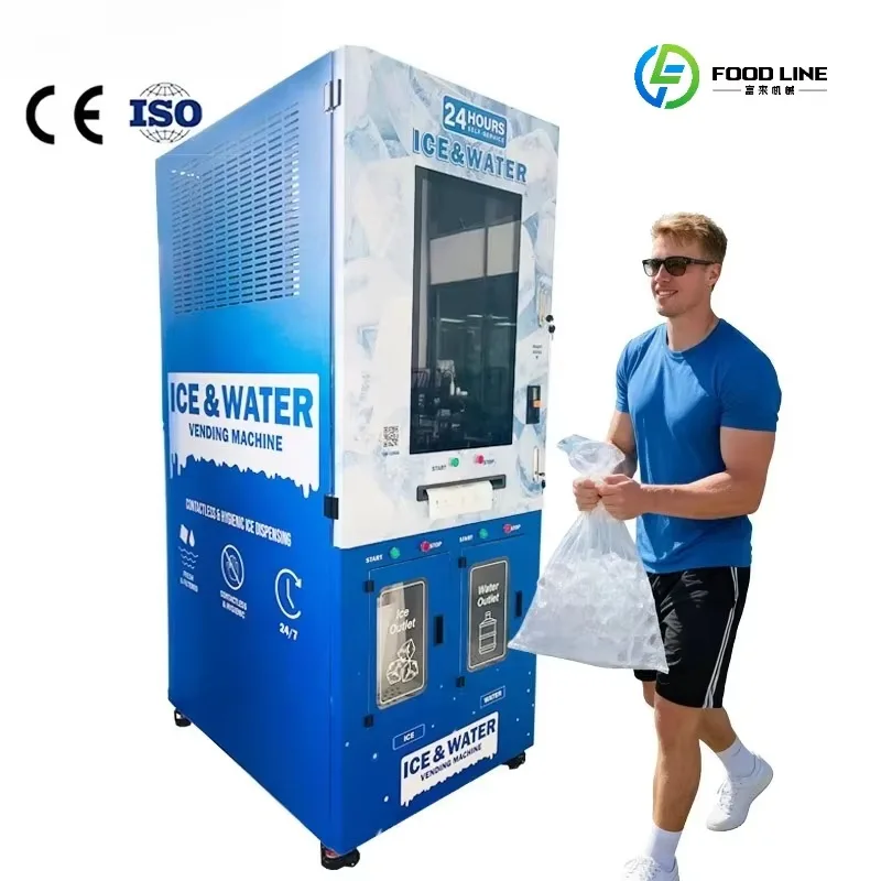 Commercial Fully Automatic Ice Cube Vending Machine with Packed Purified Water and Ice Cube Vending Machine for Sale Customized