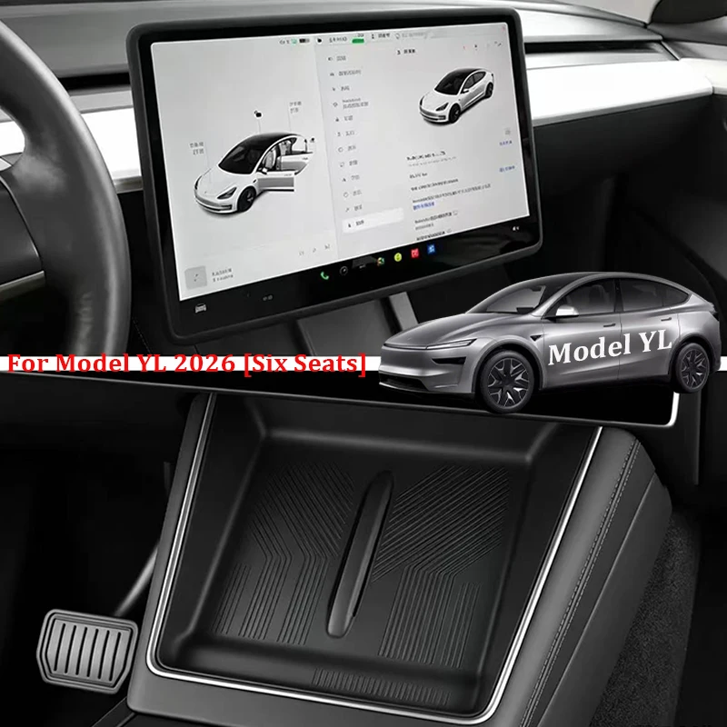 For Tesla Model YL 2026 Silicone Central Control Screen Frame Display Edge Protector Cover Phone Anti-Slip Wireless Charging Pad