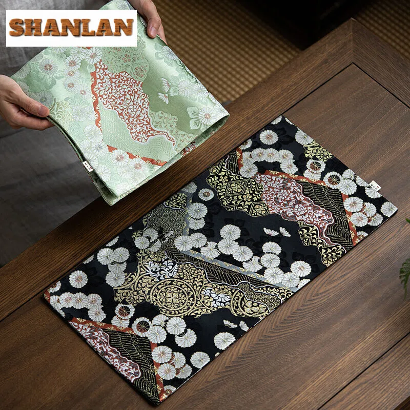 

Exquisite Double-sided Cloud Brocade Tea Mat Household Handmade Small Daisy Tea Flag Vintage Dinner Table Cloth Mat Cafes Gifts