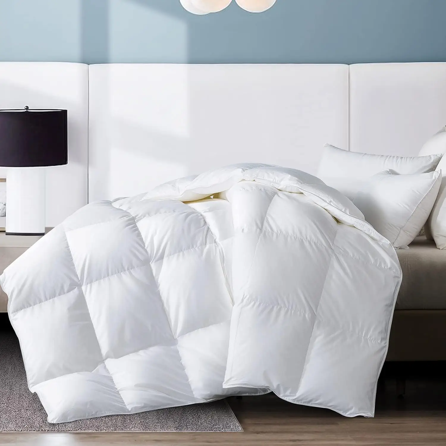 

Full/Queen Feather Comforter,Filled with Feather and Down, White Duvet Insert - Luxurious Hotel Collection Bed Blanket Comforter