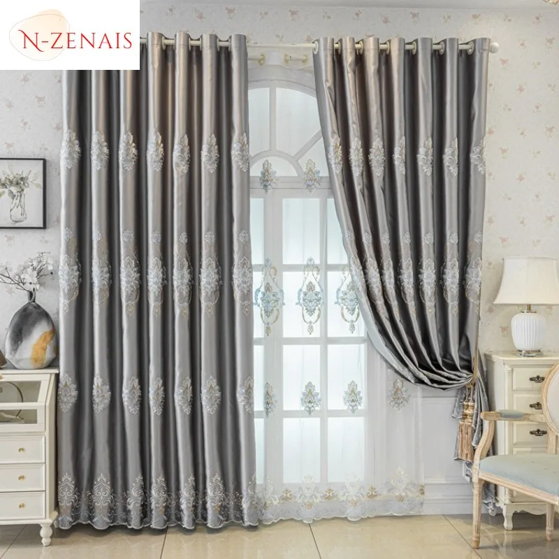 

Custom Size！！Thickened European Embroidered Blackout Curtains Curtains for Living Dining Room Bedroom Luxury Fashion Curtain