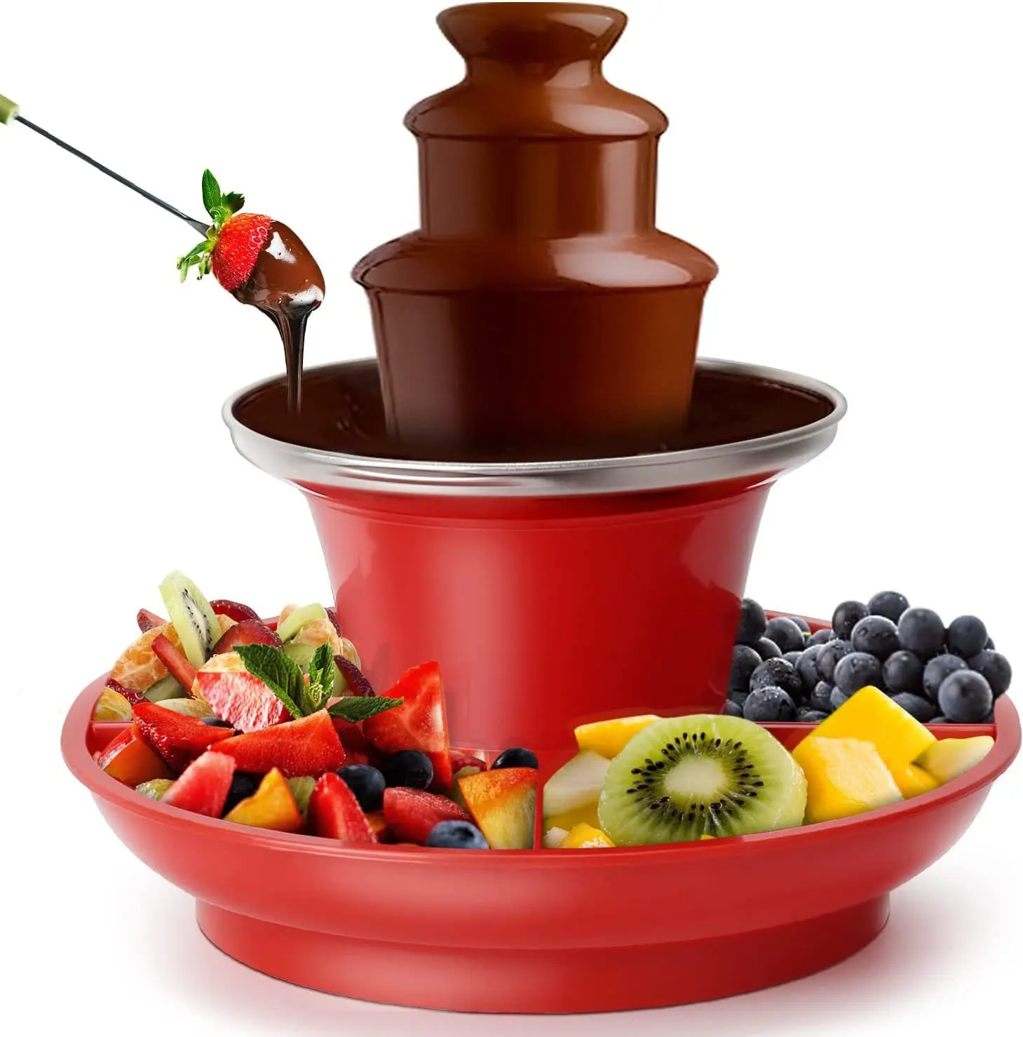 Small chocolate fountain machine, three-tier waterfall melting machine, heating melting tower, for home parties