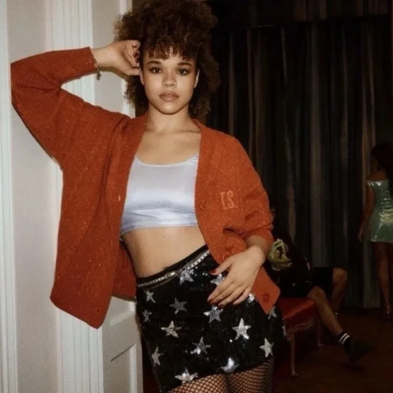 TS Merch la vida de un espectáculo 2025 cárdigan de punto naranja para mujer suéter de manga larga traje abrigo ropa cárdigan Top