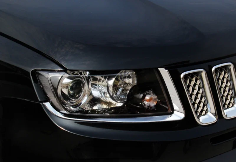 Chromed ABS Plastic 2PCS Front Head Light Lamp Eyelid Trim For Jeep Compass 2011 2012 2013 2014 2015