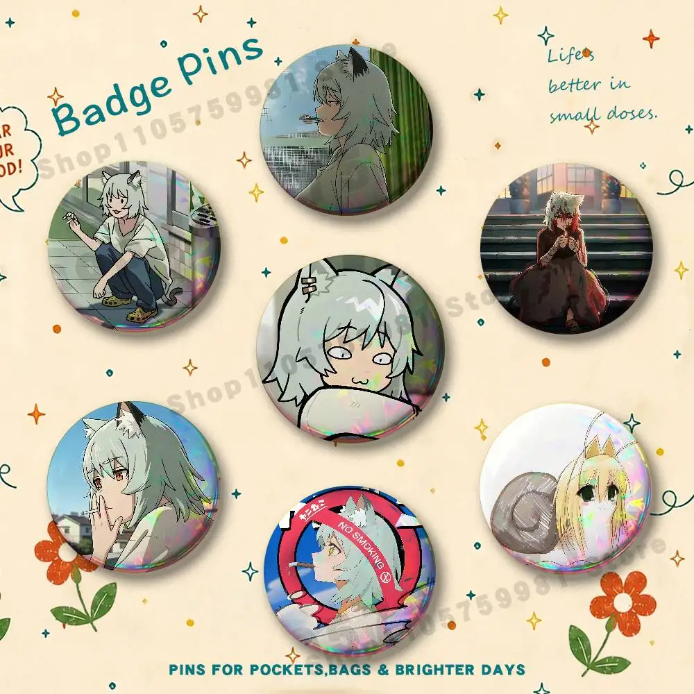 Yani C-Chainsmoker Yanineko Cat Badges Pins Button Custom Anime Role Old-school Brooches Cartoon Collar Gifts