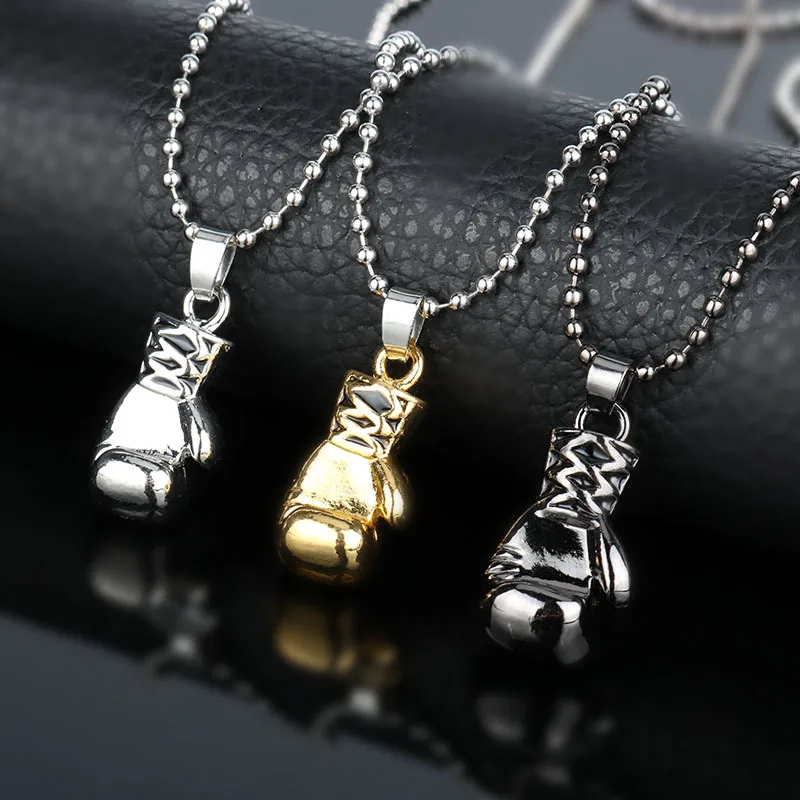 Boxing Glove Pendant Necklace, Cool 3D Boxing Gloves Charm Necklace Unisex Hip Hop Sport Jewelry Gift for Men Women