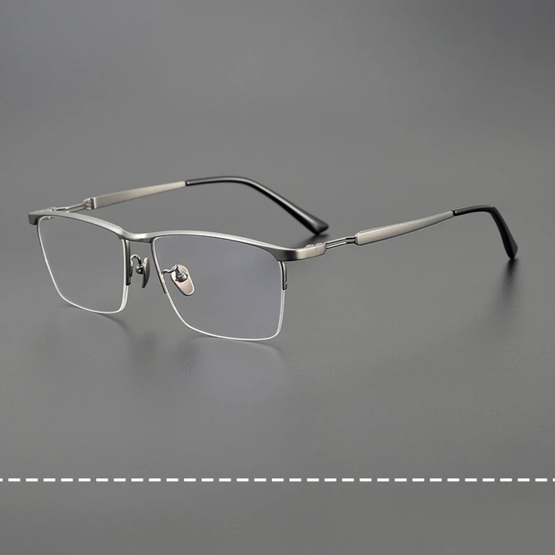 

Ultra-light Pure Titanium ARLT5951 Business Men's and Women's Half-frame Myopia Glasses Frame Can Be Equipped with Degrees