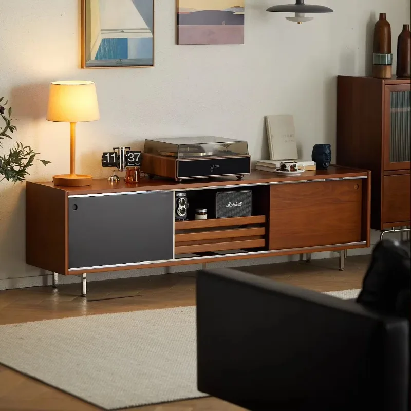 

Home small apartment wall Nordic solid wood TV cabinet living room retro multi-functional TV cabinet