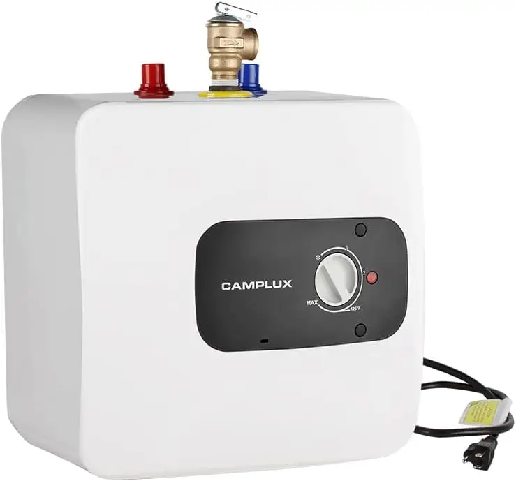 CAMPLUX-calentador de agua eléctrico, 120V, 6,5 galones, punto de uso, calentador de agua caliente para debajo del fregadero, 1,44 kW