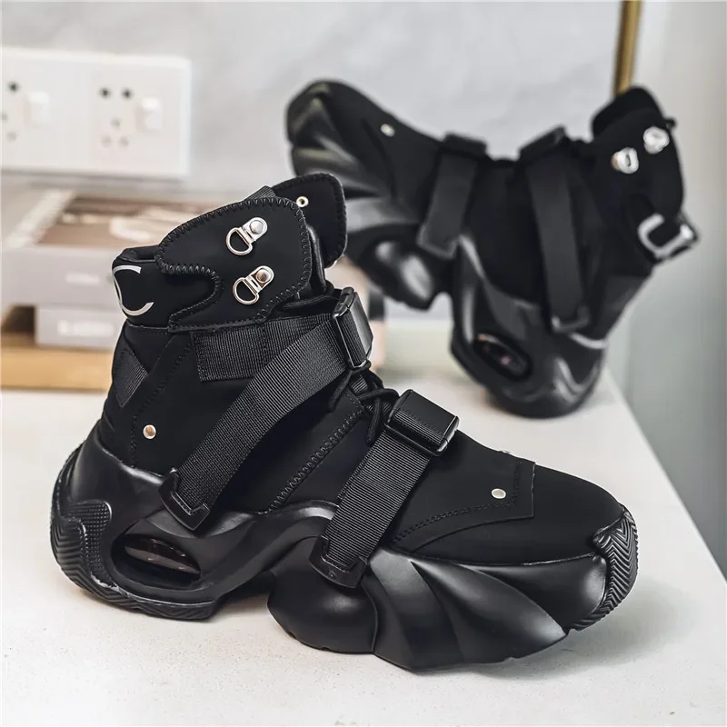 Botas de couro de motocicleta masculina, bota casual estilo simples clássico, sapato da moda, cano alto, outono, inverno, nova moda