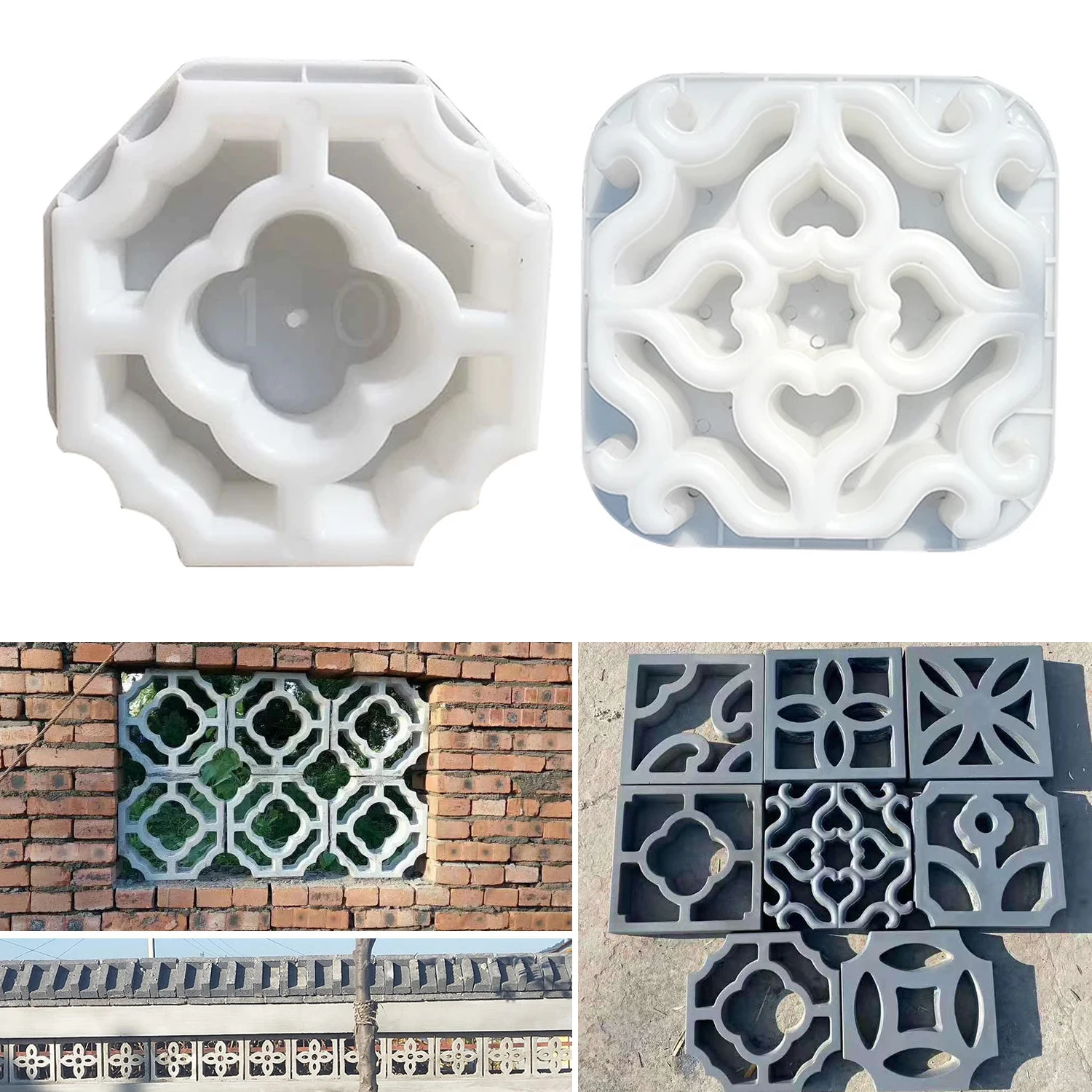 

Цементная античная форма для кирпича, квадратная садовая дорожка, настенная форма для изготовления кирпича, 3D резьба, противоскользящая бетонная пластиковая форма для тротуарной плитки 30*30*7 см