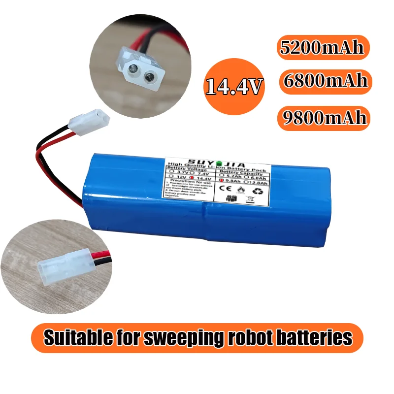 

14.4V 5200mAh/6800mAh/9800mAh Battery Pack Suitable for Robot Vacuum Cleaner Spare Parts Accessories Replacement Battery
