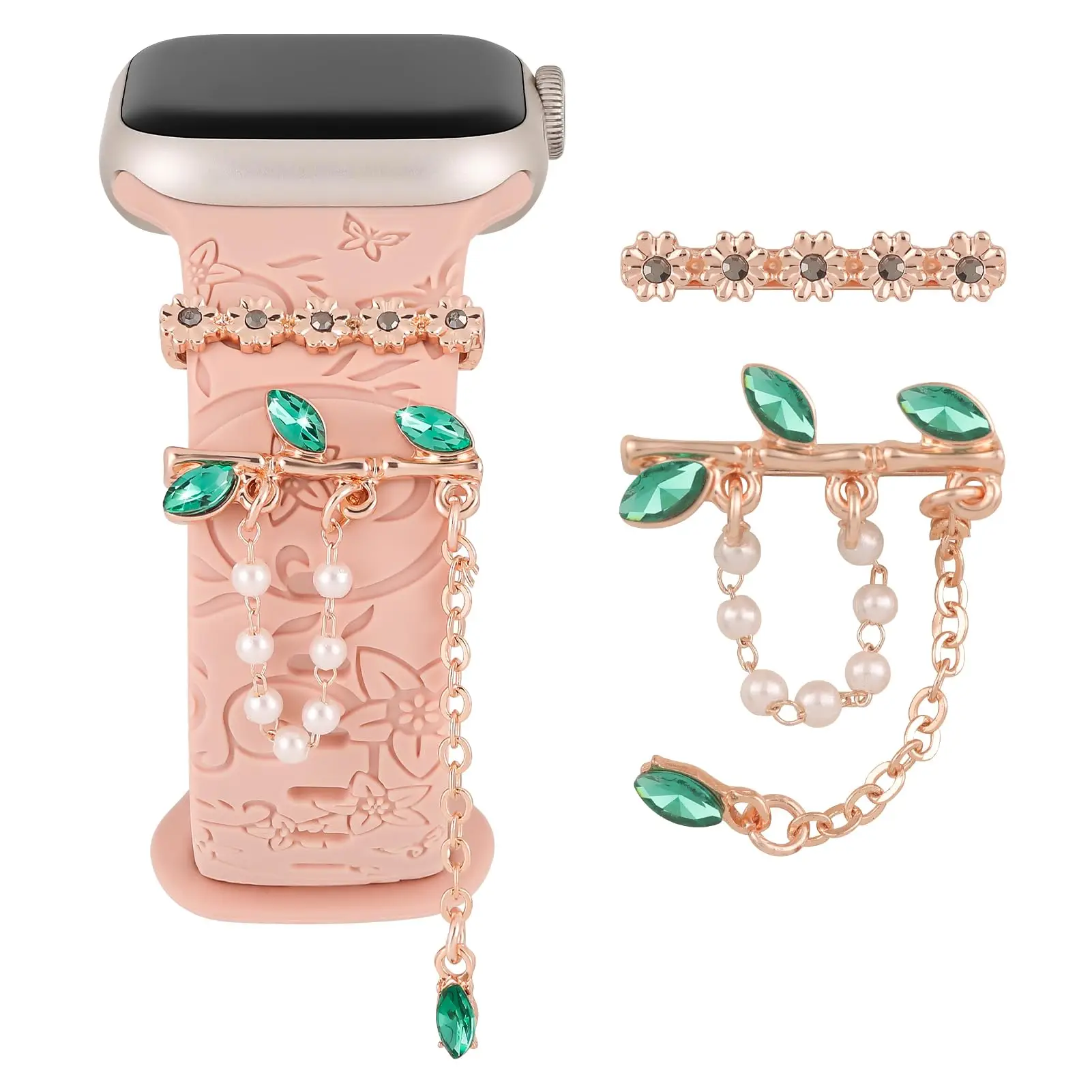 

Charms for Apple Watch Band 45mm 44mm 41mm 40mm 42mm 38mm Metal Diamond Decorative Bling Ring Jewellery iWatch Series 9 SE 8 7 6
