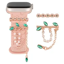 Charms for Apple Watch Band 45mm 44mm 41mm 40mm 42mm 38mm Metal Diamond Decorative Bling Ring Jewellery iWatch Series 9 SE 8 7 6