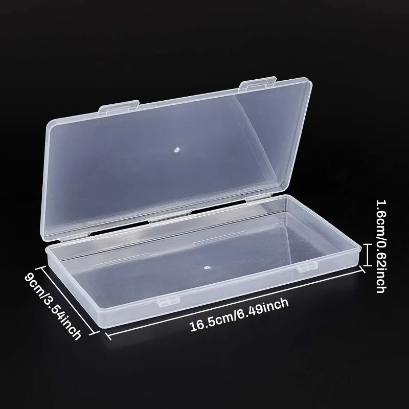 8 Pack 6.5x3.5x0.6 Inch Rectangle Clear Plastic Storage Box with Double Hinged Lids for Photo Pencil Craft Tools Other Small