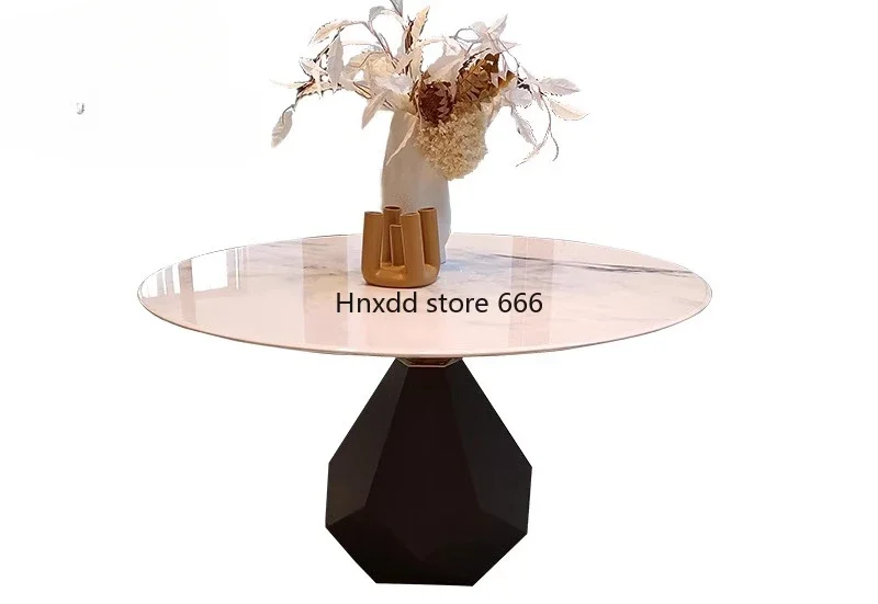 Italian marble round dining table simple modern small apartment household super crystal stone table