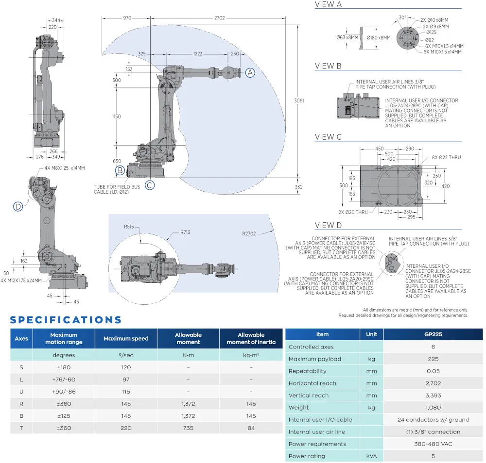New 6 Axis Industrial Robot Arm Automatic Palletizing Handling Assembly Robotic Solutions