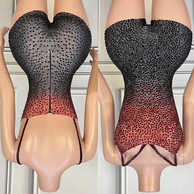 Red Black Rhineston…