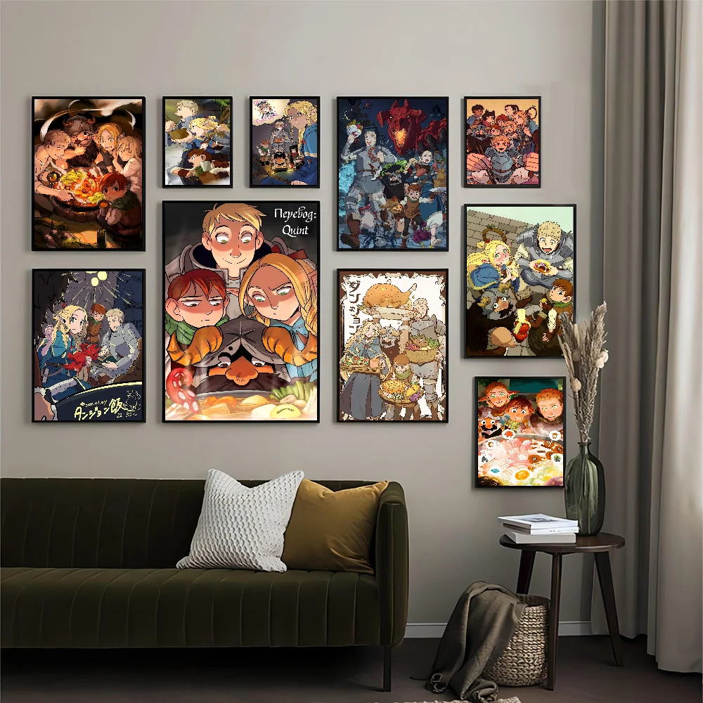 Aime Delicious In Dungeon Movie Sticky Posters Retro Kraft Paper Sticker DIY Room Bar Cafe Aesthetic Art Wall Painting