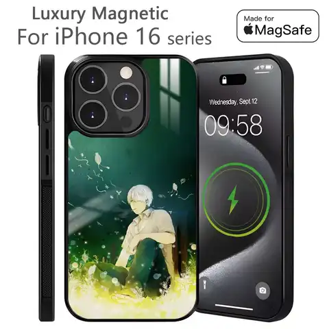 IPhone 16 15 14 13 Pro Max Plus Mini मैग्नेटिक मैगसेफ वायरलेस चार्जिंग कवर के लिए क्लासिक एनीमे M-MushiShi फ़ोन केस 10 best sales Mushishi - №6