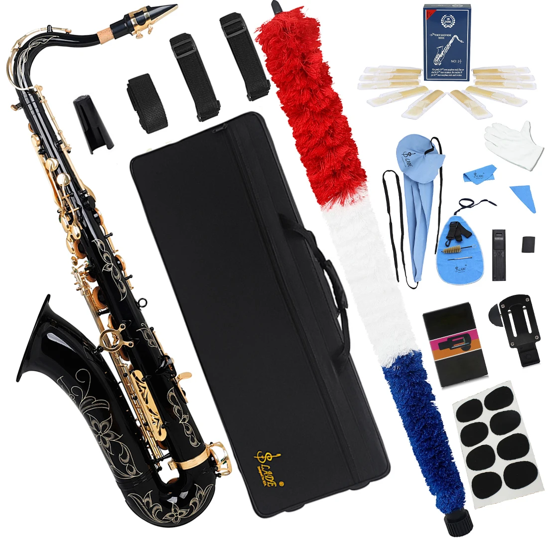 SLADE Tenor Saxophone Professiona Brass Gold Silver Nickel Plating Classic Tenor Saxophone Bb Adjustment Sax with Accessories