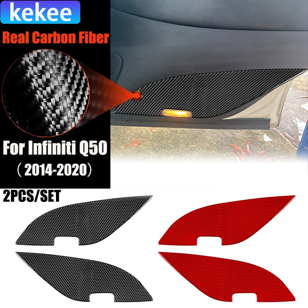 

Carbon Fiber Car Accessories Rear Door Anti-Kick Panel Modified Interior Trim Cover Soft Sticker For Infiniti Q50 2014-2020
