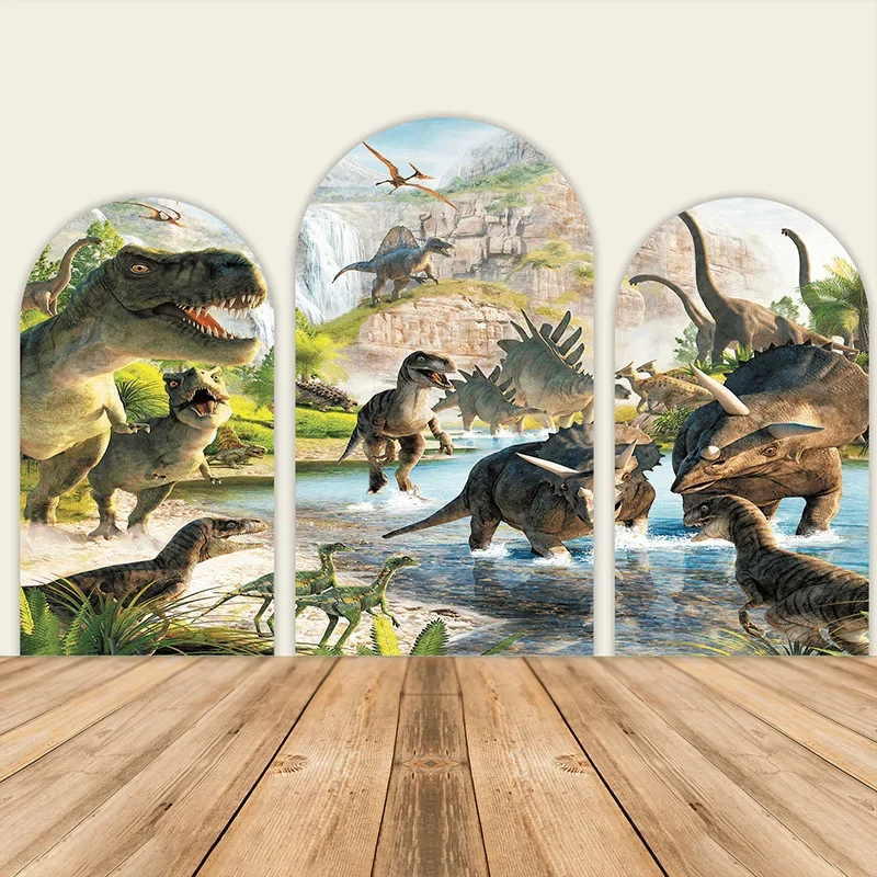 VIKAMA gewölbter Hintergrund, Abdeckung für Jungen, Geburtstag, Dinosaurier-Themen-Hintergrund, Dekoration, Fotografie, gewölbter Hintergrund
