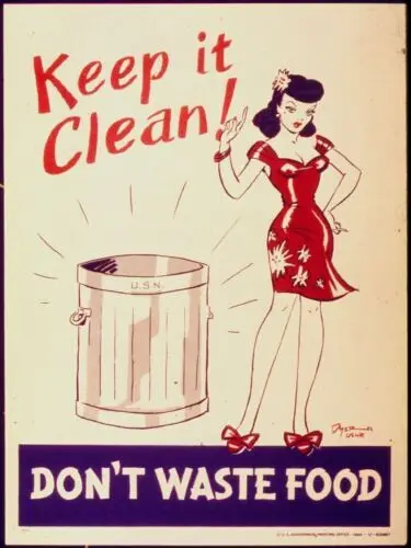 Don't waste food Wartime Advertisement Vintage Retro Metal Sign Wall Decor A4