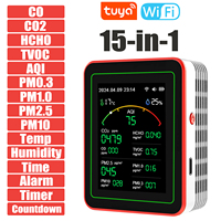 homeair quality monitorTuya WiFi 15 in 1TFT Display Portable AQI PM0.3 PM1.0 PM2.5 PM10 CO CO2 TVOC HCHC Tester APP Co 이산화탄소 측정기