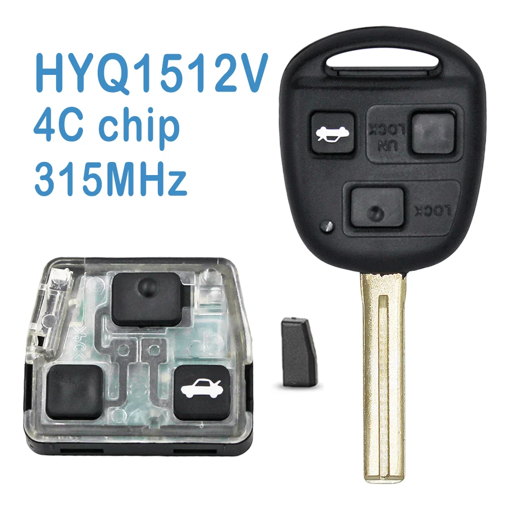 

2 Pcs HYQ1512V Auto Smart Remote 2+1 Buttons ASK 315MHz 4C Chip TOY48 Car Key Fob For Lexus ES300 GS300 GS400 GS430 IS300 LS400