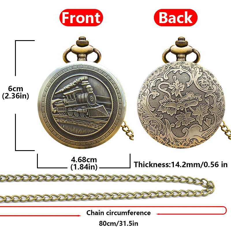 ของขวัญนาฬิกาข้อมือแบบฝาพับสีบรอนซ์แนววินเทจสำหรับนักเรียนชายและหญิงสร้อยคอแกะสลักรูปหัวรถจักรที่สร้างสรรค์