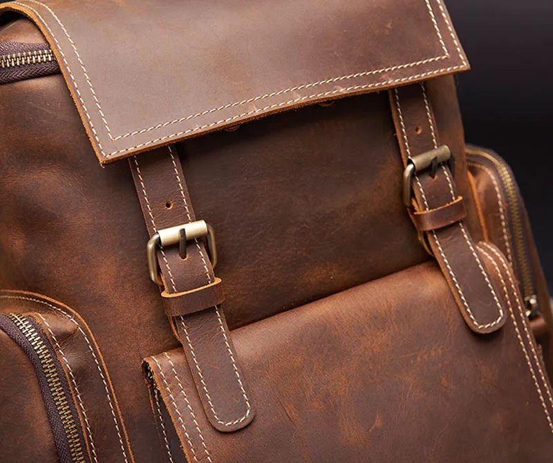 Nasva Leder Rucksack Herren Vintage Reise rucksack Camping Business School Büro tasche Messenger Laptop tasche – Detail 8