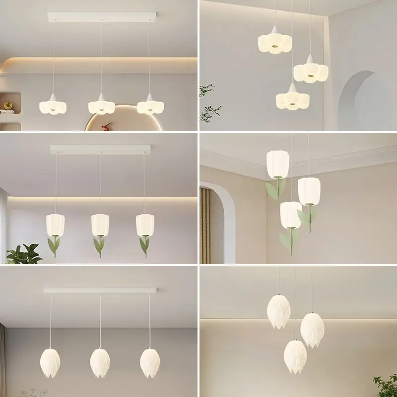 Modern minimalist full spectrum eye protection Nordic art beautiful flower light bar desk lamp LED restaurant pendant light