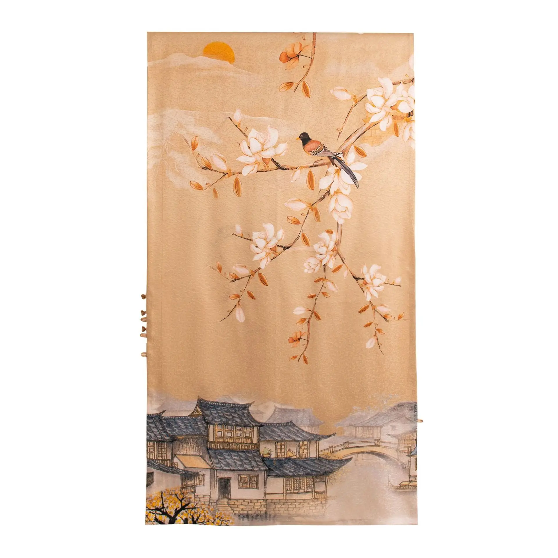 Silk Satin Double Button Shawl Creative Design Sense Commuter Travel Photography Fashion Matching Shawl Atmosphere Sense Outside