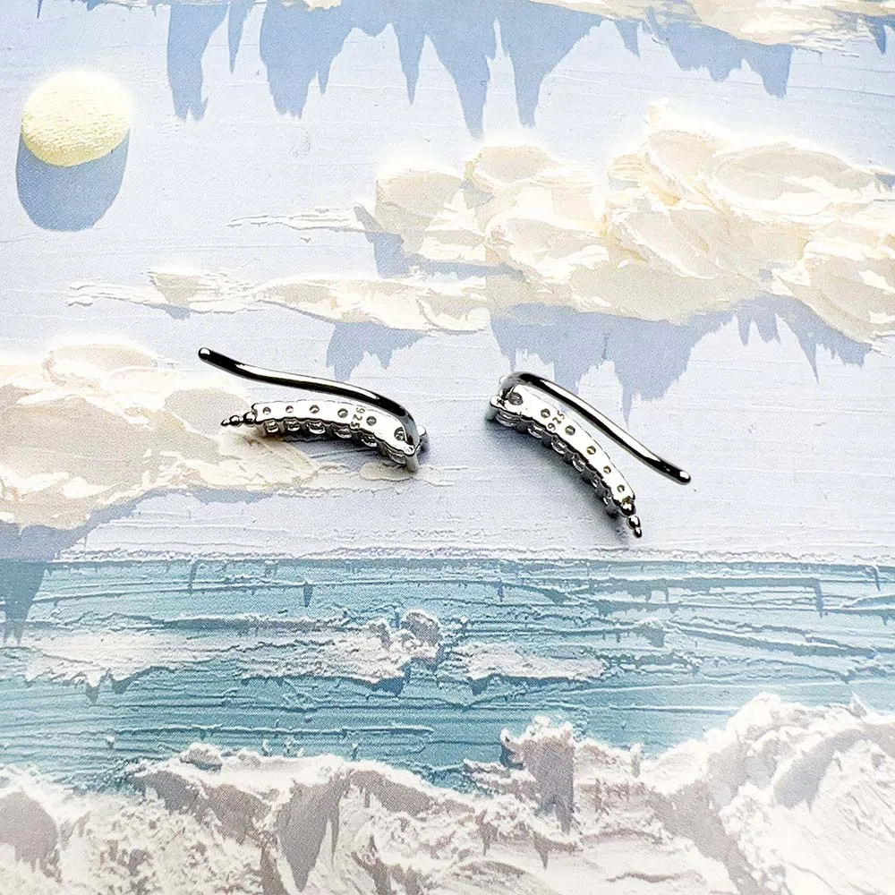 Tear Drop Ear Climber Europe Style Glam Fashion Good Jewerly For Women Classic Gift In 925 Sterling Silver Super Deals