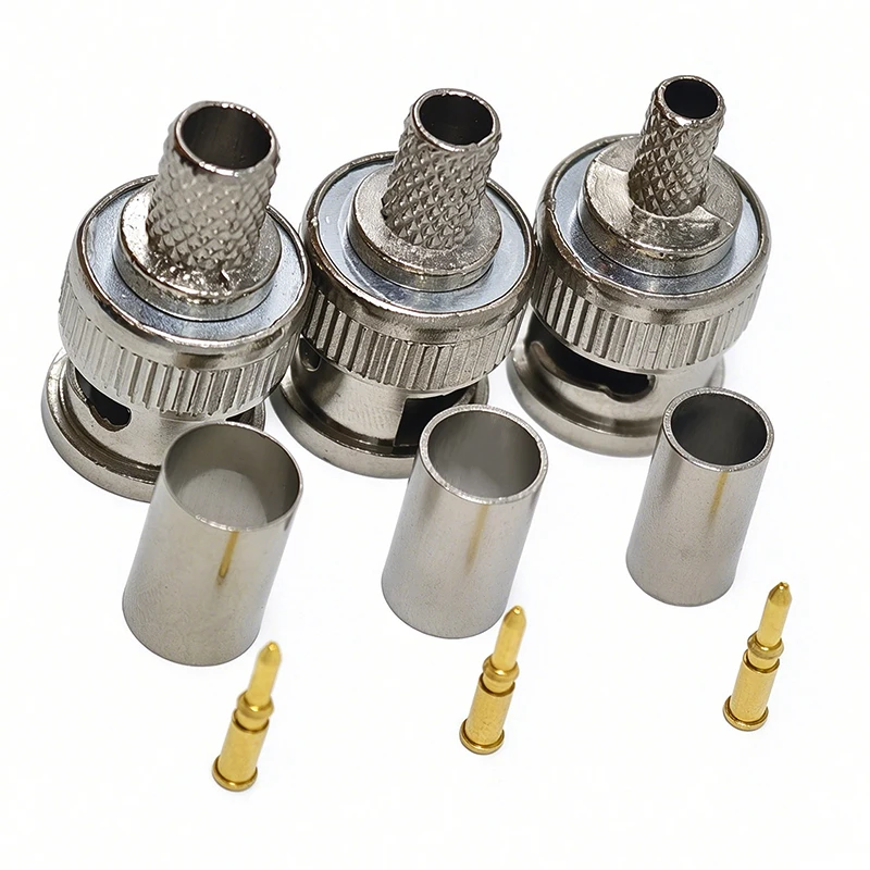 2/5/10 Set BNC Male Crimp Type Connector Adapter Plug for CCTV Audio BNC Female Coupler Connector RG58 RG59 RG60 Cables