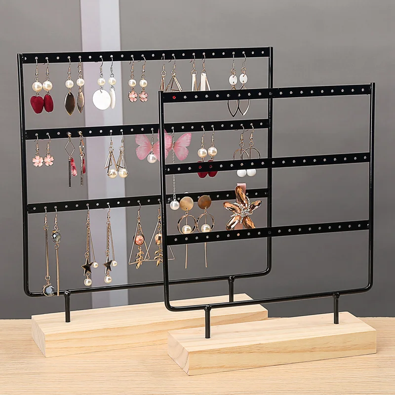 24/44/66Holes Earrings Holder Jewelry Organizer Display Tree Earrings Stand with Wooden Base Stand Hanging Earring Ear Stud Rack