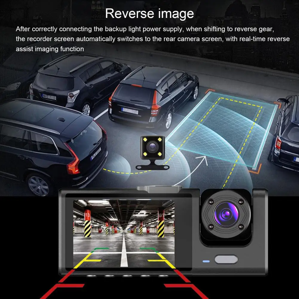 Auto Dash Camera  Useful Triple Lens Simple Installation  Car Dashboard Driving Recorder Truck Accessories