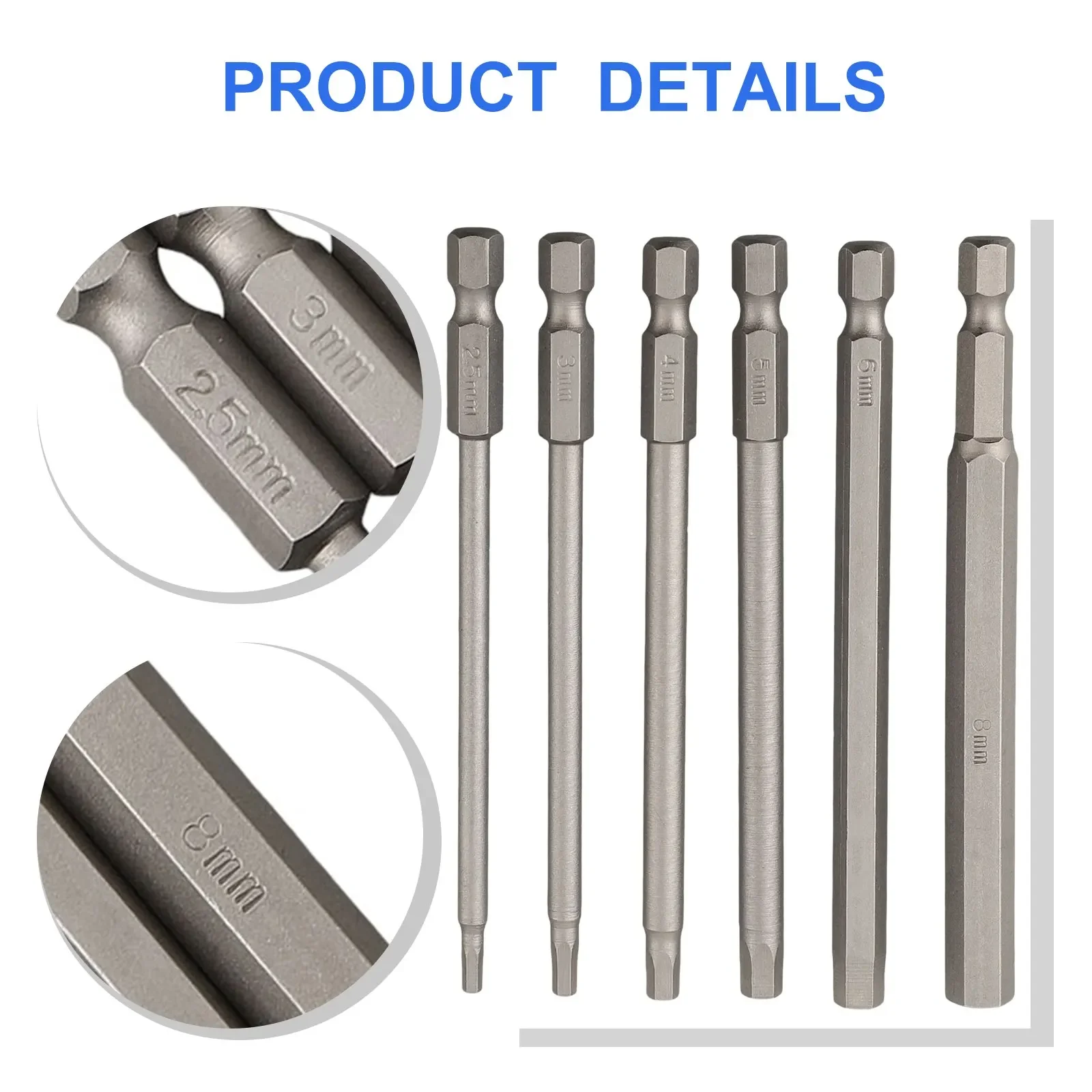 

6PCS 100mm Magnetic Screwdriver Bit Hexagon Head Tool Bit With 1/4" Hex Shank Screwdriver Bits For Repairing Car Furniture
