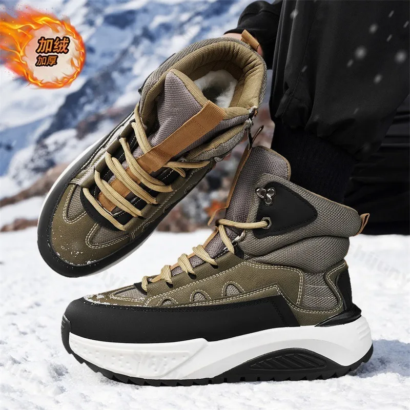 

2025 Winter New Men's Vintage Warm Thickern High Top Cotton Boots Fashion Versatile Plush Comfortable Non Slip Chunky Snow Boots
