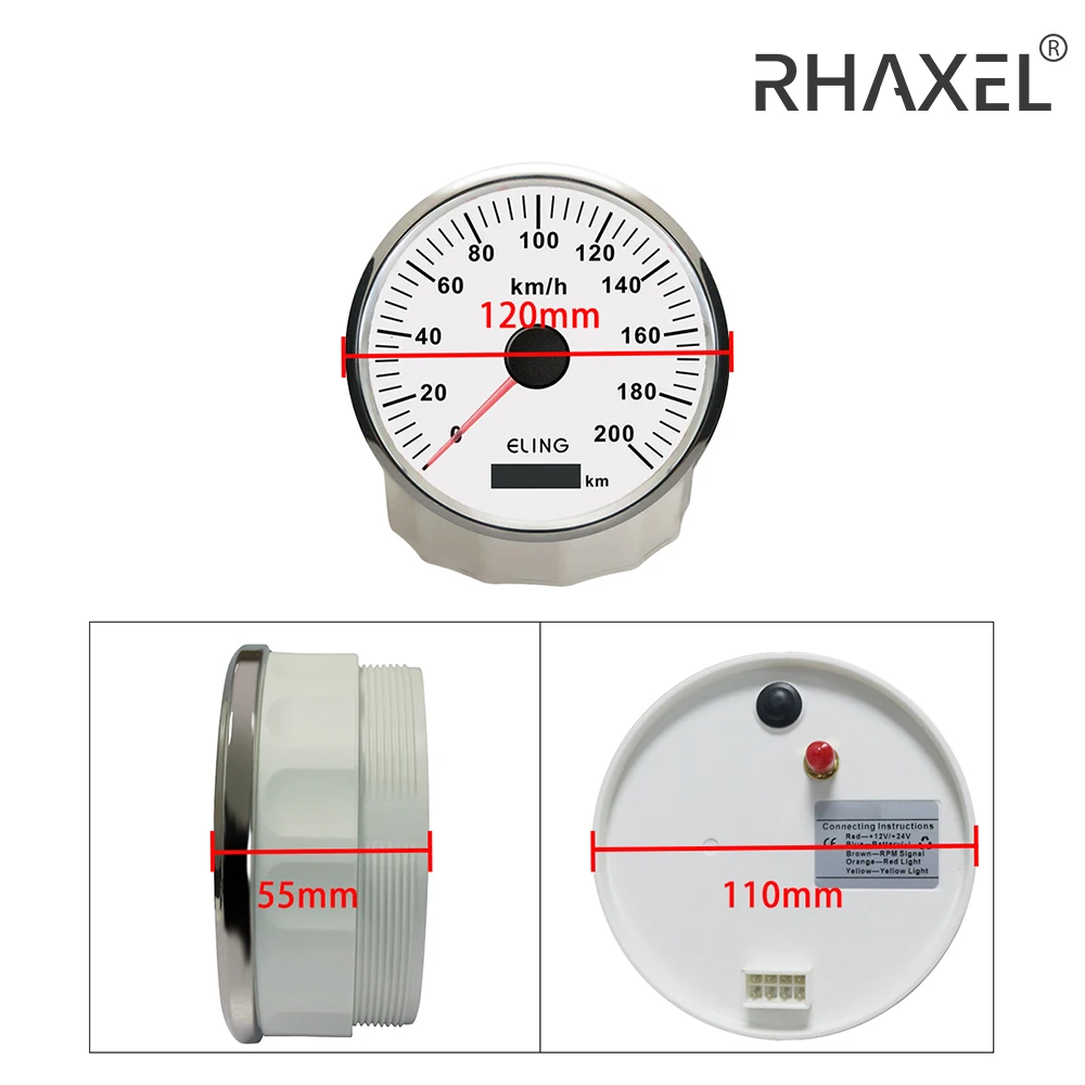 

RHAXEL Gauge Kit 110mm Speedometer GPS 200km/h Odometer Tachometer 8000RPM Meter with Backlight 12V 24V for Auto Truck Boat