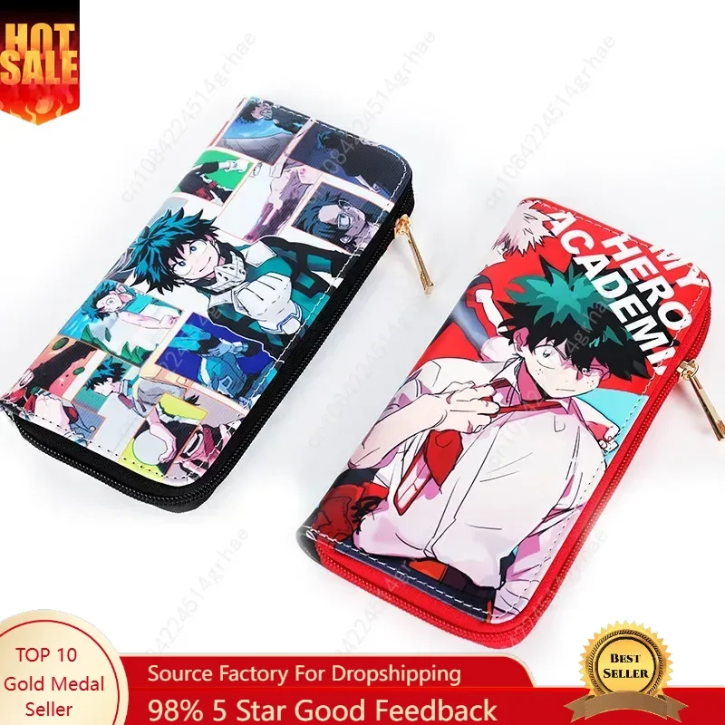 

My Hero Academia Anime Midoriya Izuku Long Men's Wallets Women Zipper Purse Card Holders Money Bag