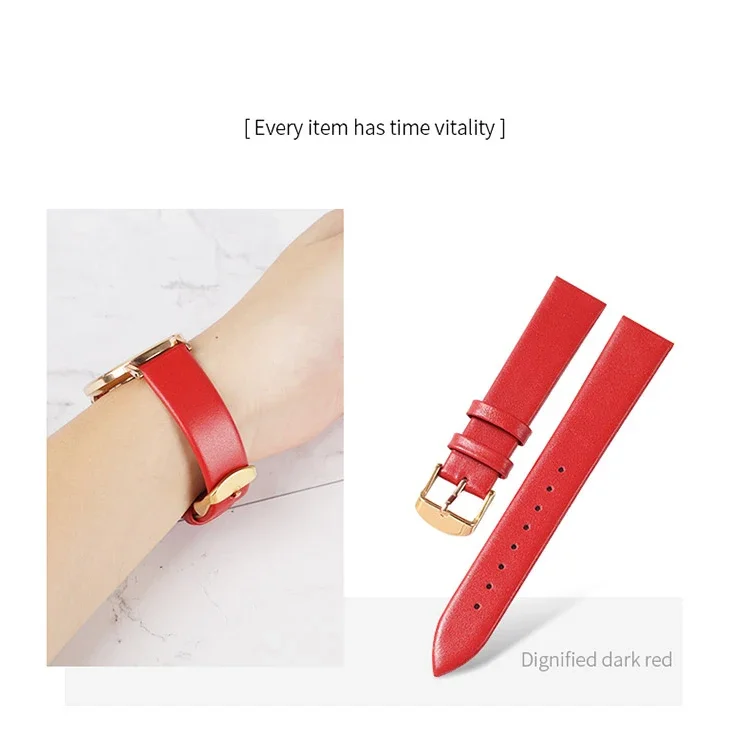 Uhrenzubehör, echtes Lederarmband für DW Daniel Wellington Uhren, modische Uhrenbänder in Rot und Pink, 14/16/18/20/22 mm. – Detail 10