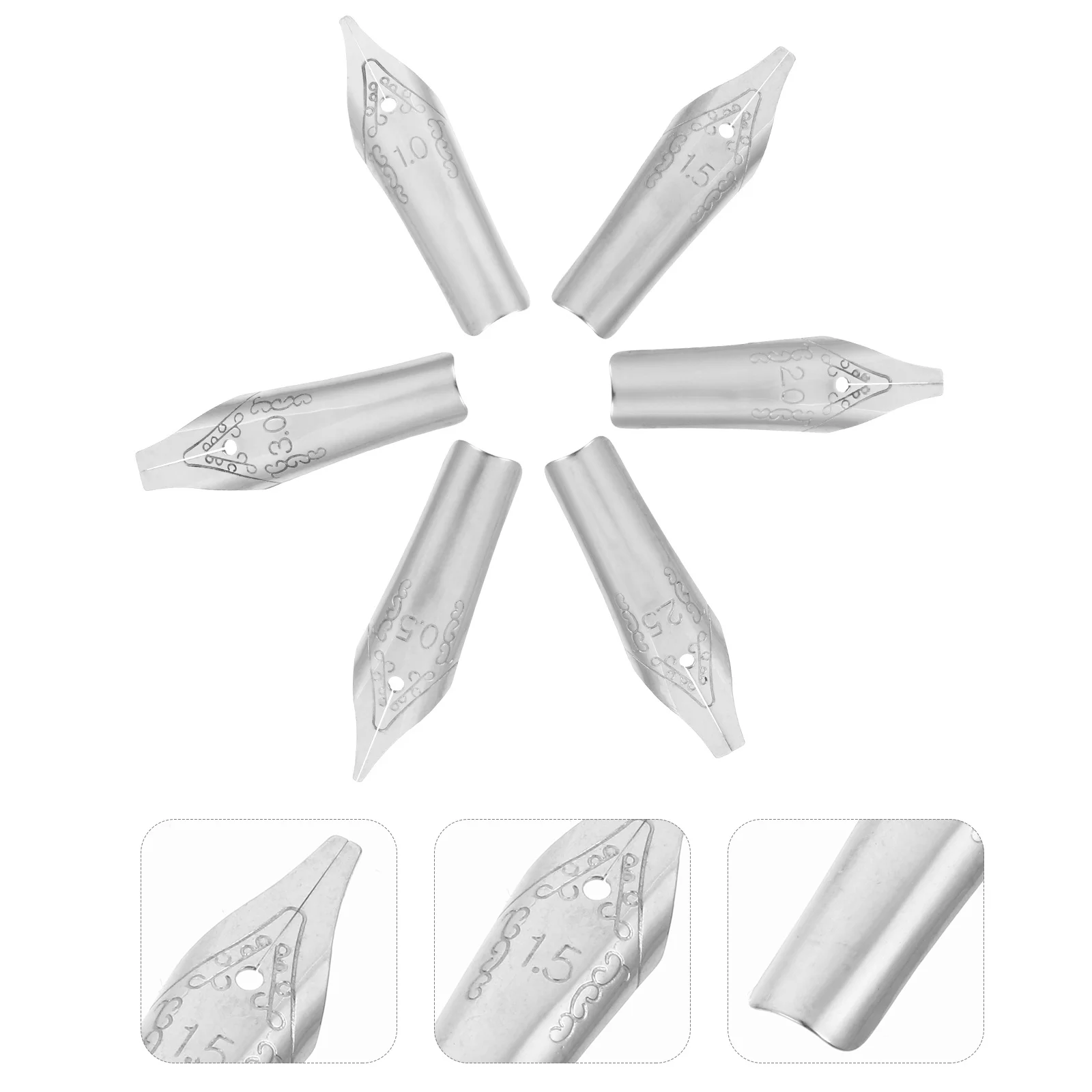 30Pcs Calligraphy Fountain Pen Replacement Nibs Set Multiple Sizes Pen Nibs for Lettering Drawing Writing Supplies