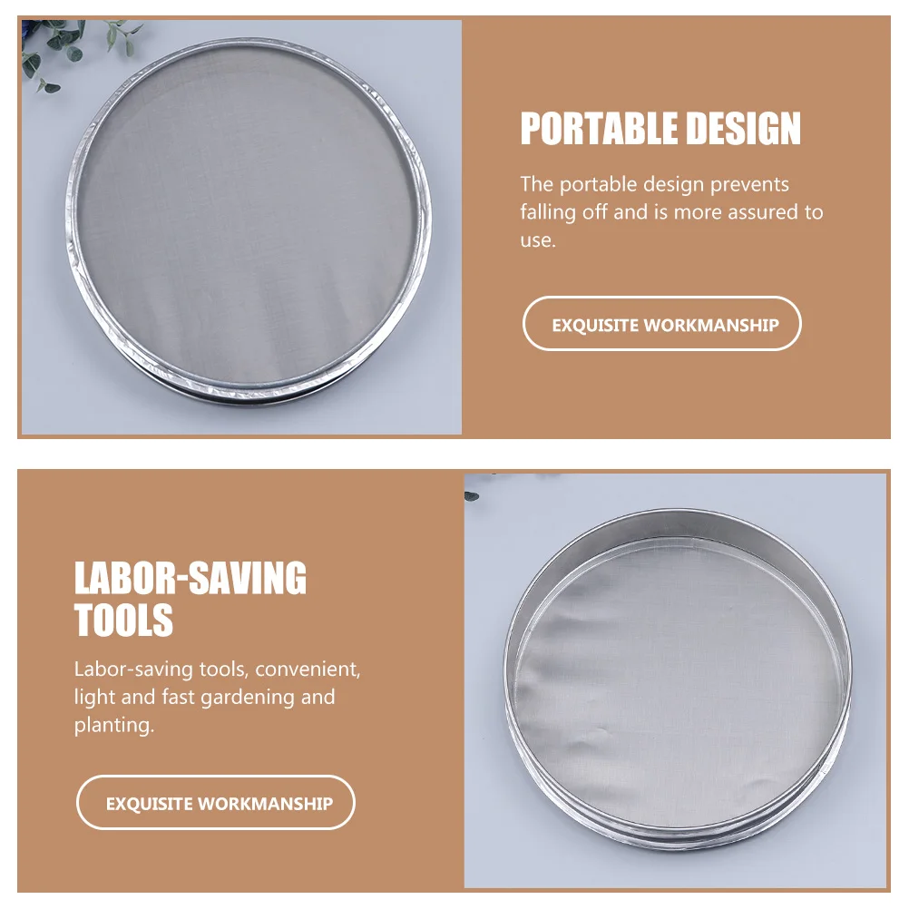 

Premium Stainless Steel Fine Mesh Sifter Baking Flour Sieve Round Household Gardening Gadget Reusable Lightweight Silver