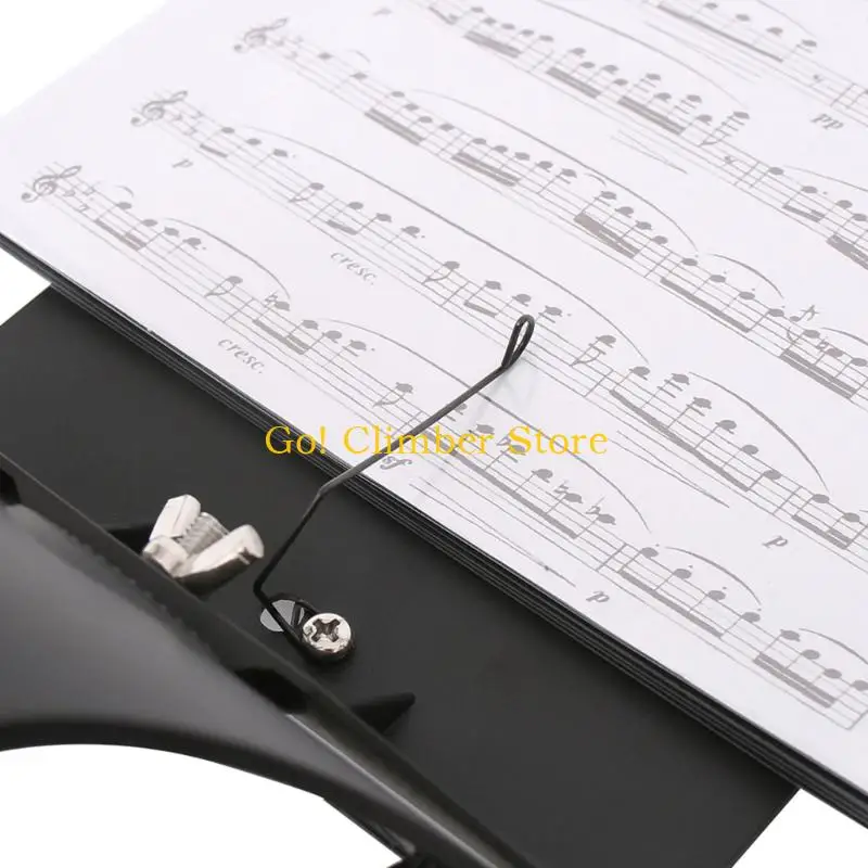 Q84C Flute Lyre Sheet Music Holder with Forearm Strap, Black Folder and 5 Sleeves, Adjustable Music Support for Band Rehearsal