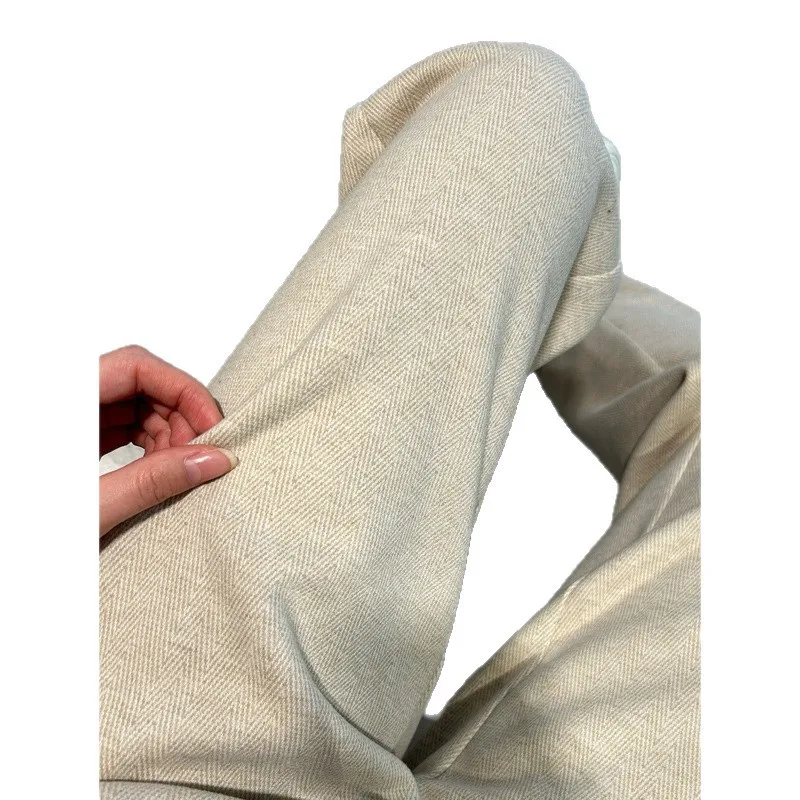 Velvet Acetate Wool Wide Leg Pants for Women in Autumn and Winter Short and Narrow Straight Leg Pants Spring and Autumn Casual