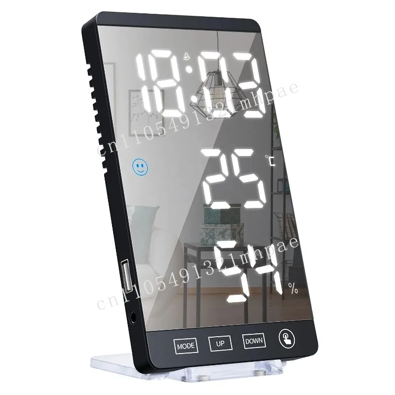 

2020 New Digital Mirror LED Alarm Clock with USB Charging Port Brightness Sensor Bedroom Wall Kitchen Hotel Table